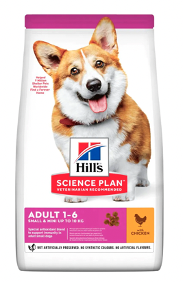 Hill's Small & Mini Adult hundefoder med kylling - 1,5 kg, 3 kg eller 6 kg.