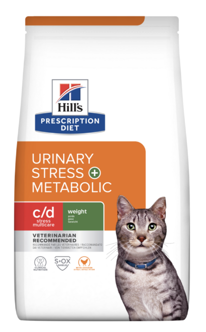Hill's Feline Urinary Stress + Metabolic - c/d Reduceret kalorieindhold - 1,5 kg, 3 kg, 8 kg eller 12 x 85 g vådfoder